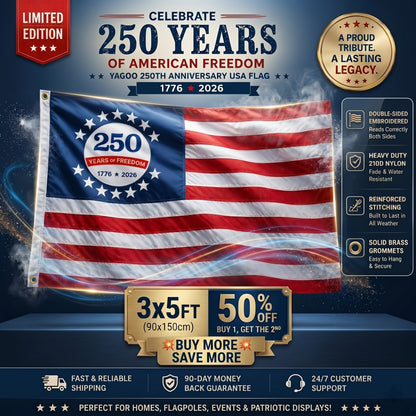 🇺🇸 250th Anniversary USA Commemorative Flag (3x5 Ft),Double-Sided Embroidered