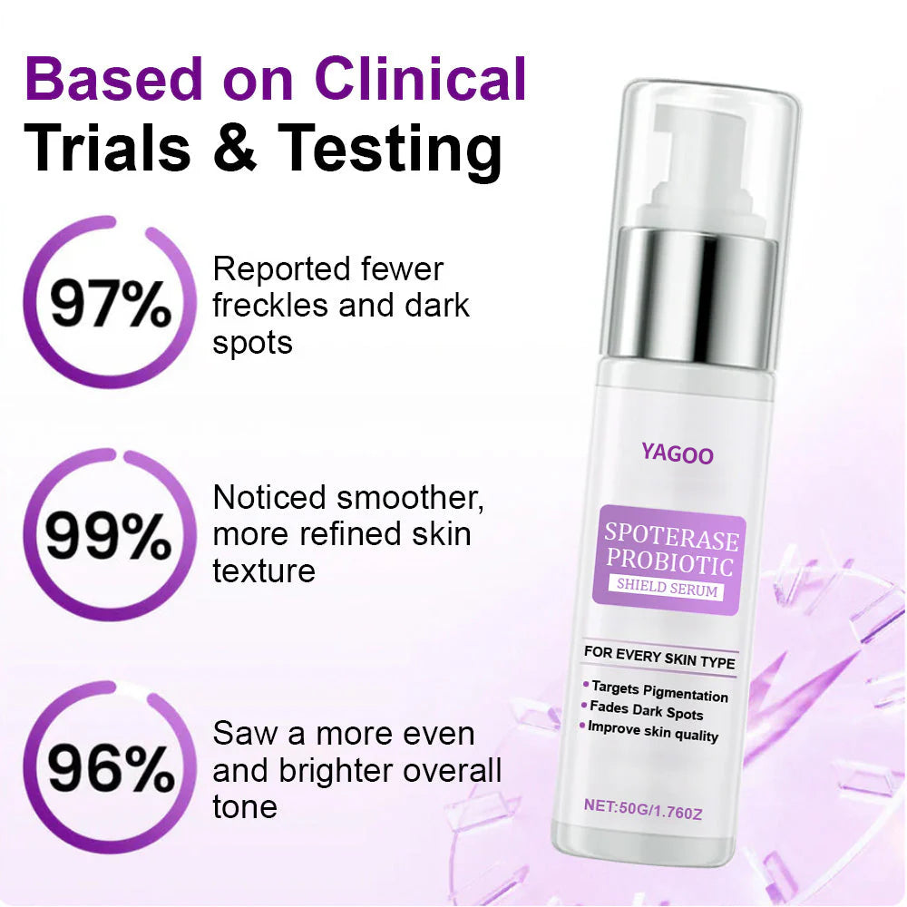 🌟YAGOO® 𝐒𝐩𝐨𝐭𝐄𝐫𝐚𝐬𝐞 𝐏𝐫𝐨𝐛𝐢𝐨𝐭𝐢𝐜 𝐒𝐡𝐢𝐞𝐥𝐝 𝐒𝐞𝐫𝐮𝐦 – Fades Dark Spots, Evens Skin Tone & Boosts Radiance✨💜