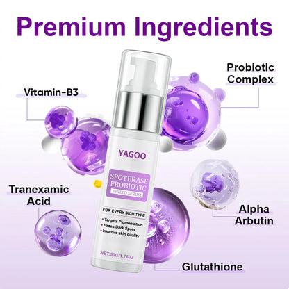 🌟YAGOO® 𝐒𝐩𝐨𝐭𝐄𝐫𝐚𝐬𝐞 𝐏𝐫𝐨𝐛𝐢𝐨𝐭𝐢𝐜 𝐒𝐡𝐢𝐞𝐥𝐝 𝐒𝐞𝐫𝐮𝐦 – Fades Dark Spots, Evens Skin Tone & Boosts Radiance✨💜