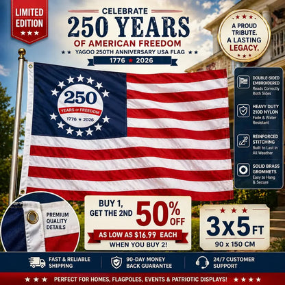 🇺🇸 250th Anniversary USA Commemorative Flag (3x5 Ft),Double-Sided Embroidered