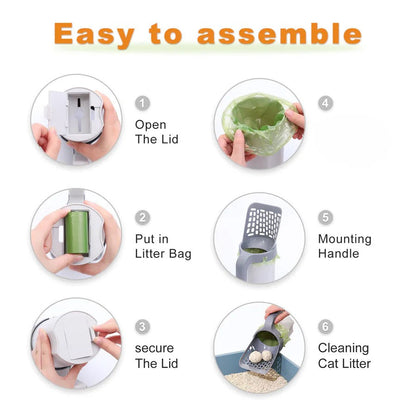 2026🎁LAST DAY 60％ OFF - Cat Litter Scooper with Easy-Clean Bucket
