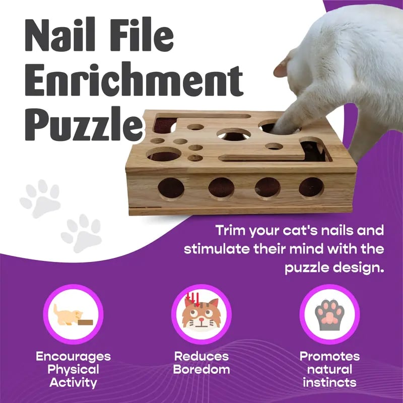 2026🎁😻✨Cat Scratch Puzzle Enrichment Box: Nail File Stress Free Alternative to Clippers and Grinders